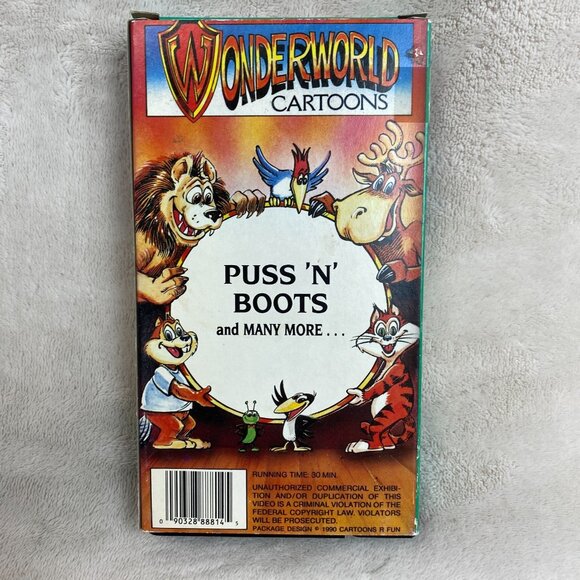 Puss n Boots and Many More Wonderworld Cartoons Animation Family VHS Tape - Picture 1 of 2
